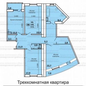 3-к. квартира, 108 м², 1/12 эт.