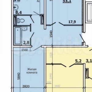 2-к. квартира, 56 м², 3/9 эт.