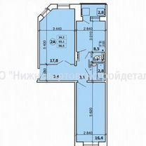 2-к. квартира, 55,1 м², 6/10 эт.